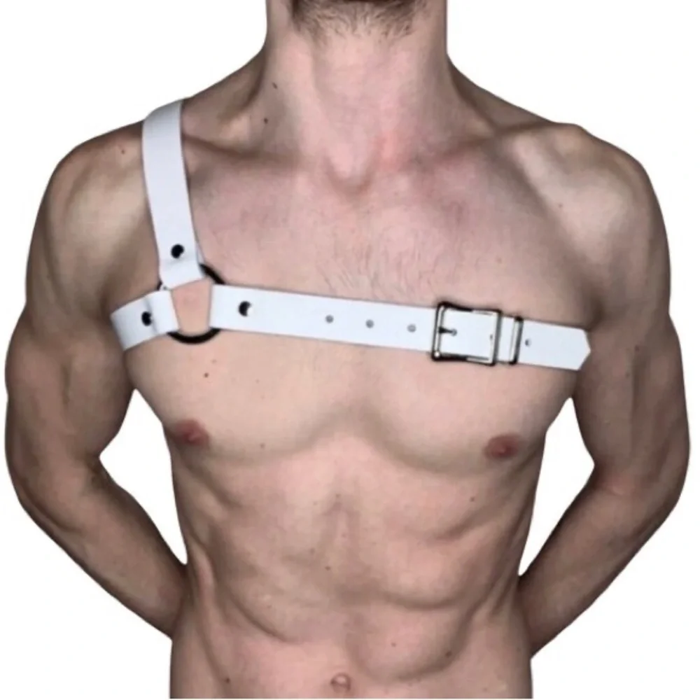 Y-Harness Fetish Mens Leather Harness, Adjustable Body Chest Harness - Picture 4 of 7